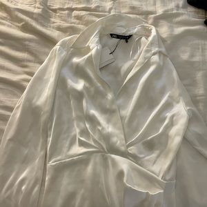 White Silk Wrap Dress